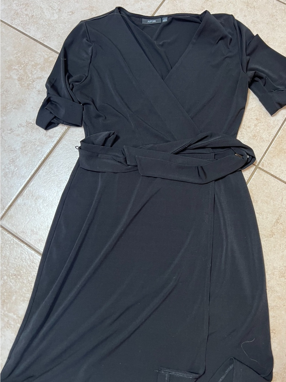 Apt. 9 Black Faux-Wrap Midi Dress with Waist Tie